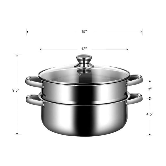 Home Kitchen 2 Tier Stainless Steel Steamer Cookware Boiler - Home Traders Sources