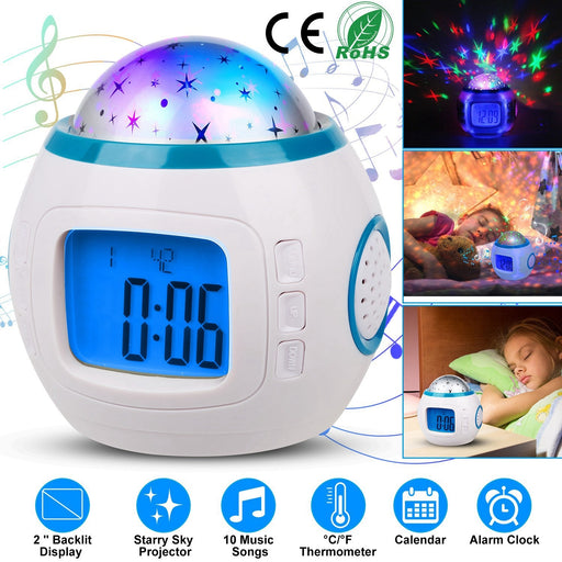 Kids Music Star Sky LED Projection Lamp Digital Alarm Clock - Home Traders Sources