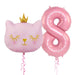 2pcs Cute Pink Number Cat Head Balloons Baby Shower Globos Kids Toy - Home Traders Sources