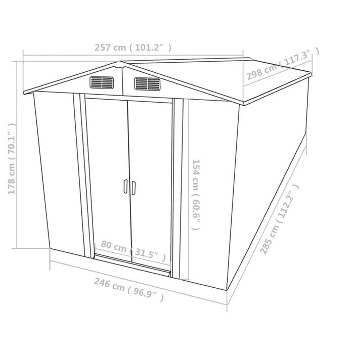 Garden Shed 101.2"x117.3"x70.1" Metal Grey - Home Traders Sources