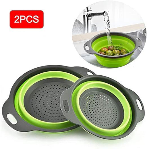 Collapsible Colander Silicone  Strainer Set of 2 - Home Traders Sources