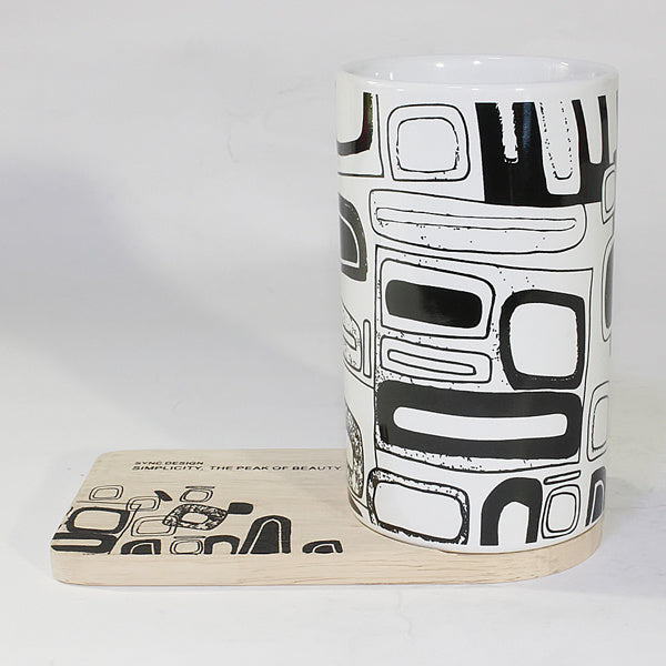 SYNC - [Brick] Graphic Mug w/ Wood Coaster - No Handle (4.4 inch height) - Home Traders Sources