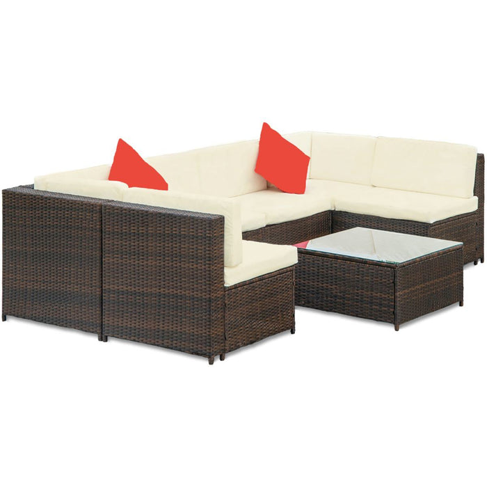 Backyard Patio Garden PE Rattan Sectional  Corner Sofa Furniture Set 7 Pieces - Home Traders Sources