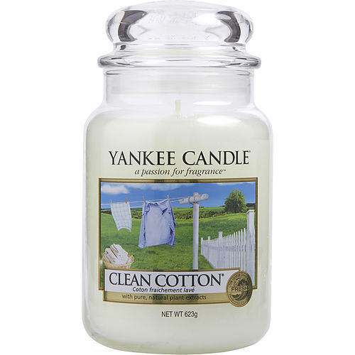 YANKEE CANDLE by Yankee Candle CLEAN COTTON SCENTED LARGE JAR 22 OZ - Home Traders Sources