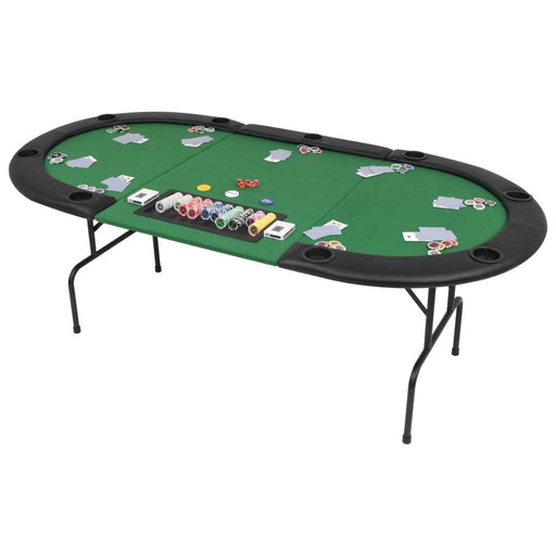 9-Player Folding Poker Table 3 Fold Oval Green - Home Traders Sources