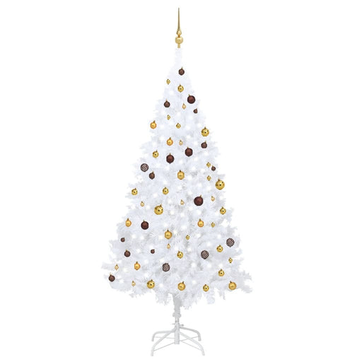 Artificial Christmas Tree with LEDs&Ball Set White 94.5" - Home Traders Sources