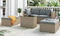 Outdoor Patio Furniture Set, 5-Piece Wicker Rattan Sectional Sofa Set - Home Traders Sources