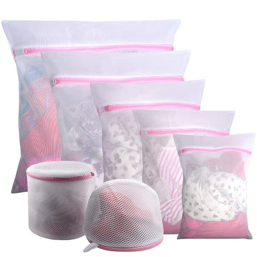 7pc Laundry Bag Set Pink Zipper Mesh Laundry Bag - Home Traders Sources