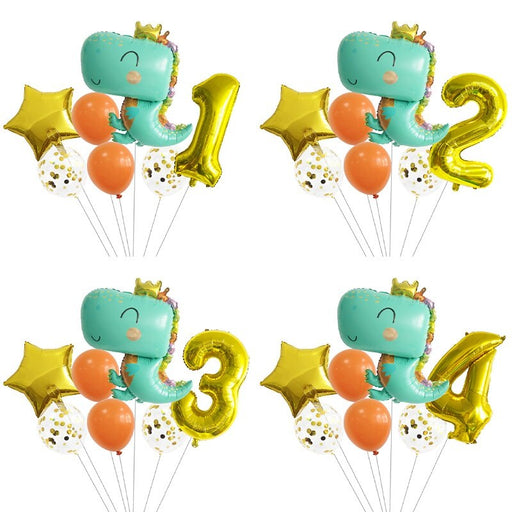 7pcs/bag Dinosaur Birthday Party Aluminum Foil Number Balloon Children's Wild Animal Jungle Party Decoration - Home Traders Sources