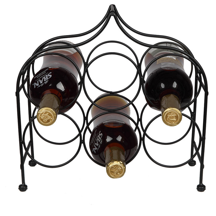 Black 6 Bottle Metal Wine Rack for Tabletop or Countertop - Home Traders Sources