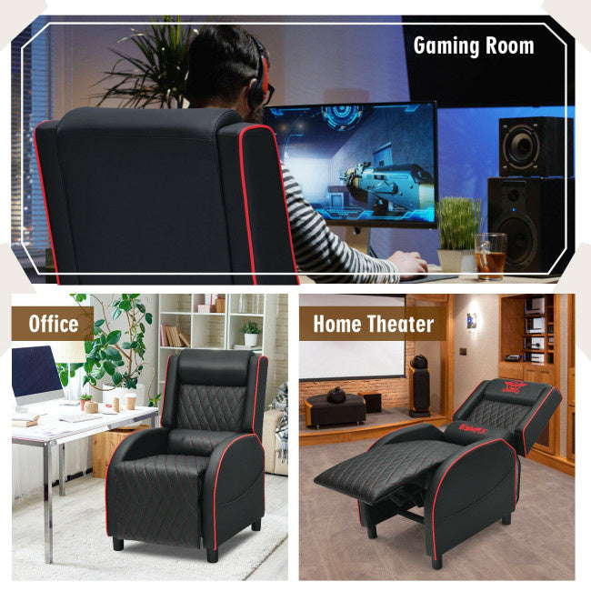 Massage Gaming Recliner Chair with Headrest and Adjustable Backrest - Home Traders Sources