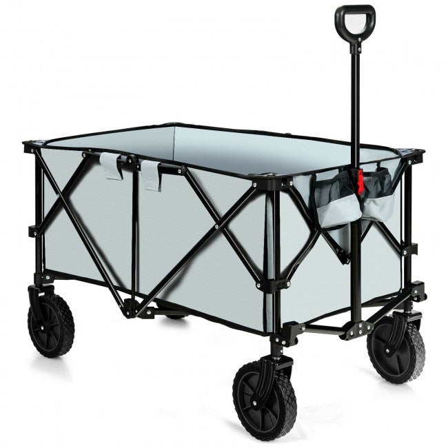 Outdoor Folding Wagon Cart with Adjustable Handle and Universal Wheels - Home Traders Sources