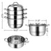 Kitchen Supplise 3 Tier Stainless Steel Saucepot Steamer Cookware Pot - Home Traders Sources