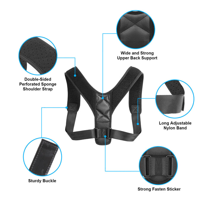 Back Posture Corrector Adjustable Upper Back Braces Clavicle Support Device Shoulder Neck Pain Relief - Home Traders Sources