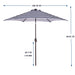 Outdoor Patio 8.6-Feet Market Table Umbrella with Push Button Tilt and Crank, Blue White Stripes[Umbrella Base is not Included] - Home Traders Sources