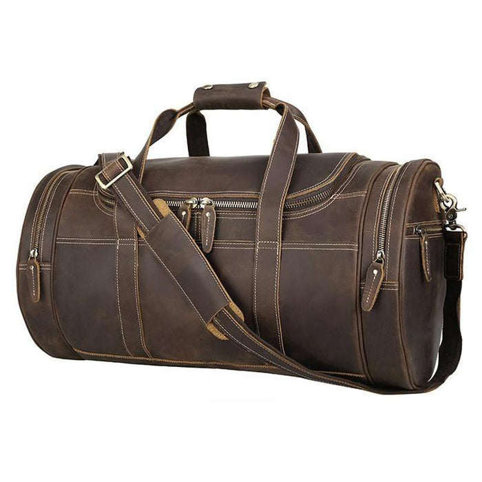 The Wainwright Weekender | Round Vintage Leather Weekender - Home Traders Sources