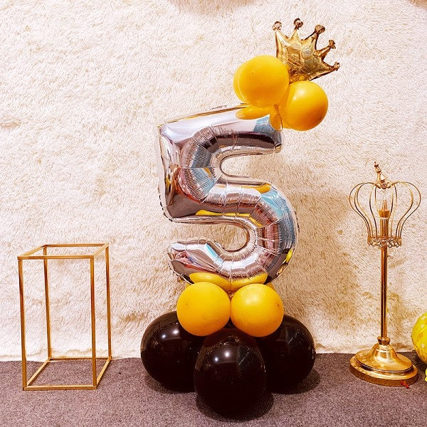 Sapphire Silver Aluminium Foil Number Balloons 0-9 Birthday Party Anniversary Decor