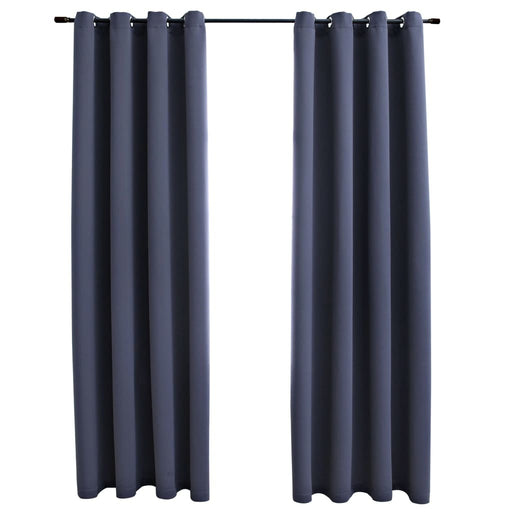 Blackout Curtains with Rings 2 pcs Anthracite 54"x63" Fabric - Home Traders Sources