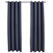 Blackout Curtains with Rings 2 pcs Anthracite 54"x63" Fabric - Home Traders Sources