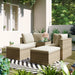 Outdoor Patio Furniture Set, 5-Piece Wicker Rattan Sectional Sofa Set - Home Traders Sources