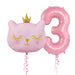 2pcs Cute Pink Number Cat Head Balloons Baby Shower Globos Kids Toy - Home Traders Sources