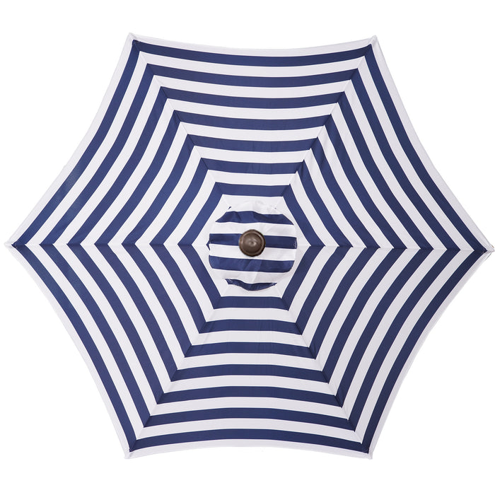 Outdoor Patio 8.6-Feet Market Table Umbrella with Push Button Tilt and Crank, Blue White Stripes[Umbrella Base is not Included] - Home Traders Sources