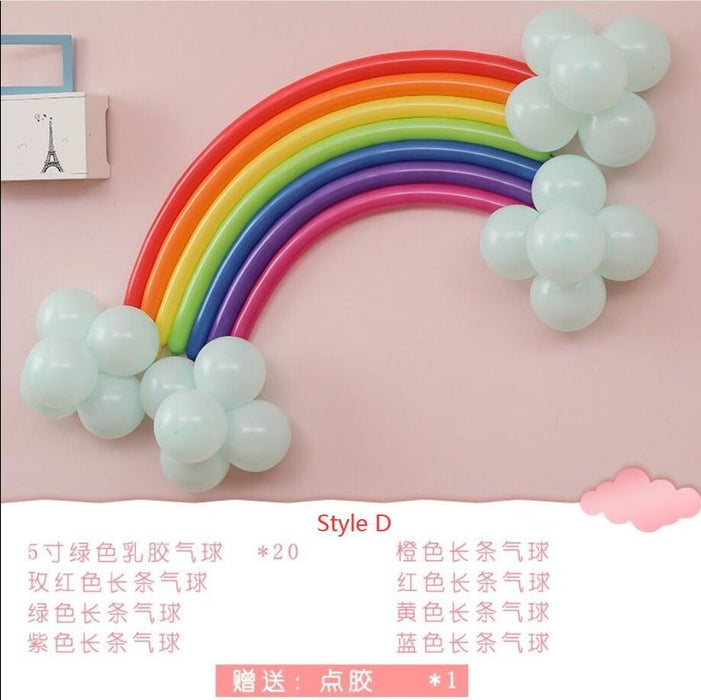 26pcs/set DIY Magic Ball Christmas Birthday Decor Children Birthday Gift Accessories Decoration Rainbow Band Balloon Set - Home Traders Sources