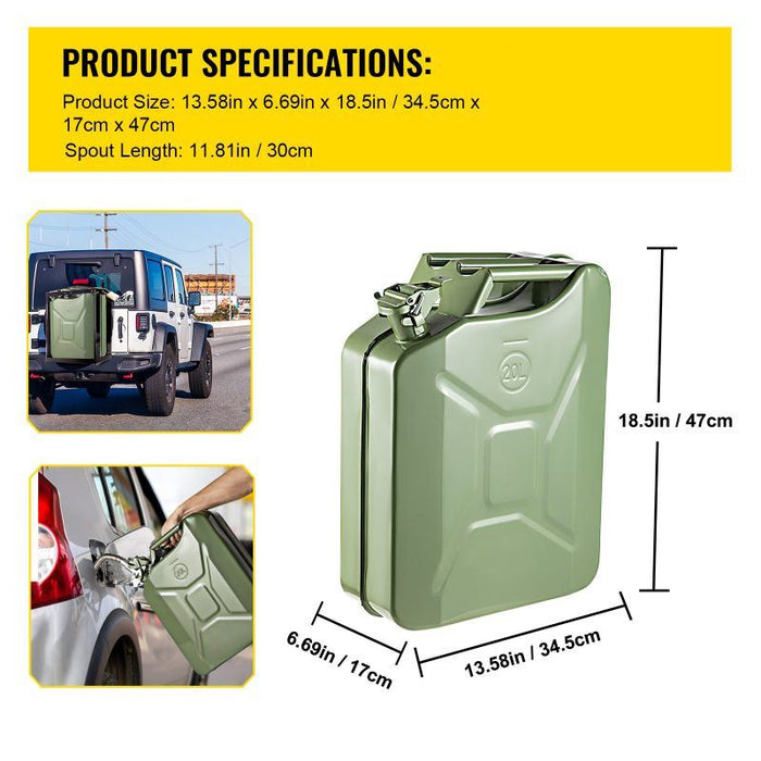 5.3 Gal / 20L Portable American Jerry Can Petrol Diesel Storage Can - Home Traders Sources