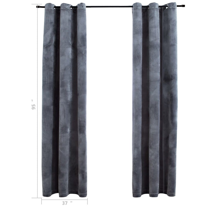 Blackout Curtains with Rings 2 pcs Anthracite 37"x95" Velvet - Home Traders Sources