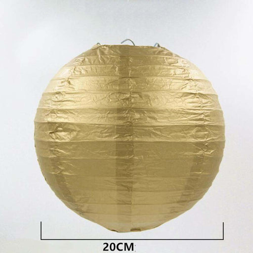 8 Inches 5 Pcs Golden Chinese Style Paper Lantern Blank Decorative Hanging Lanterns for Garden Party Wedding Lampshade - Home Traders Sources