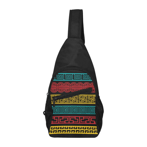 Crossbody Shoulder Sack, Geometric Design - Black / Multicolor - Home Traders Sources