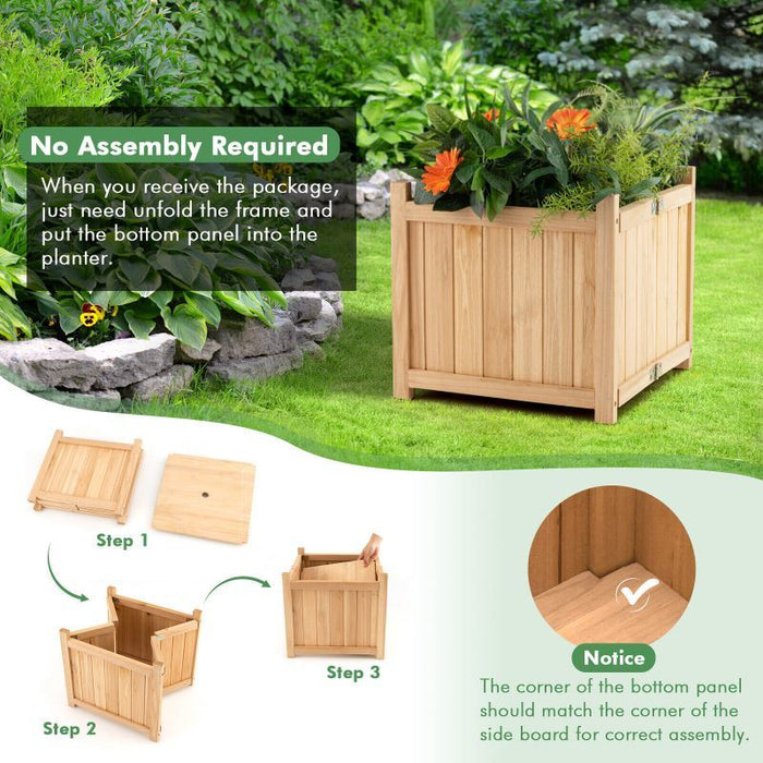 Backyard Wooden Planter Box Folding Raised Garden Plant Container - Home Traders Sources