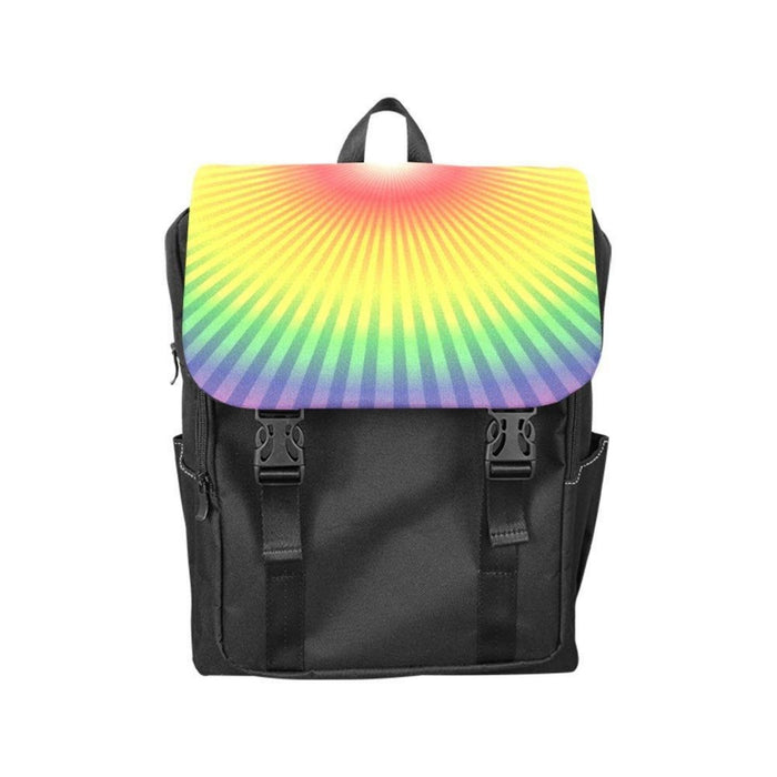 Backpack, Half-Flap Double Shoulder Strap Rainbow Design - Home Traders Sources