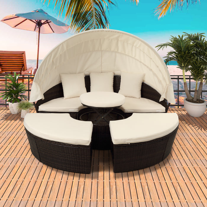 Patio Furniture Round Outdoor Sectional Sofa Set Rattan - Home Traders Sources