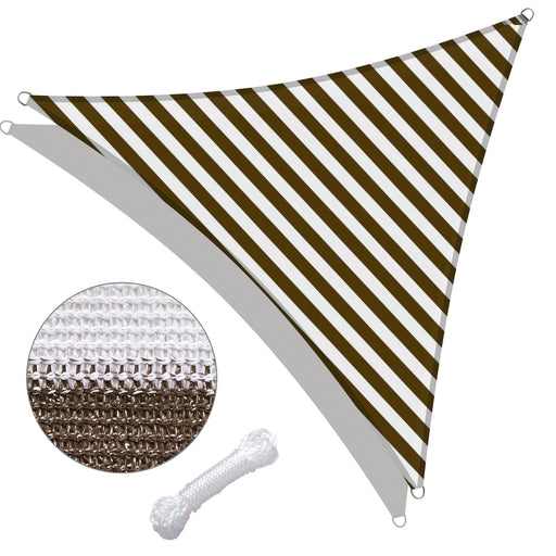 7' x 7' x 7' Triangle Sun Shade Sail/ Coffee+White - Home Traders Sources