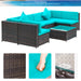 Backyard Patio Garden PE Rattan Sectional  Corner Sofa Furniture Set 7 Pieces - Home Traders Sources