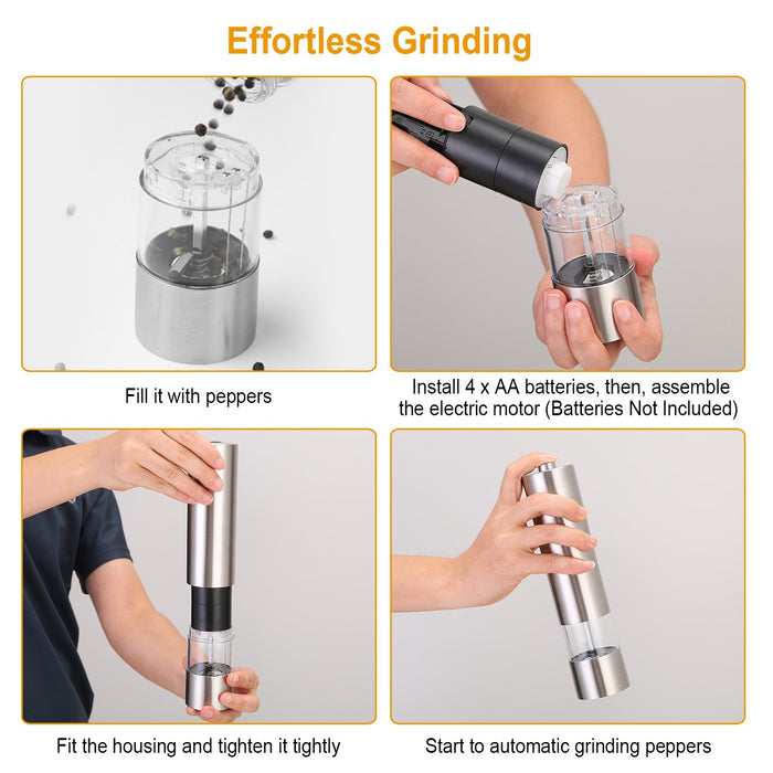 Electric Salt Pepper Grinder with Light Adjustable Coarseness - Home Traders Sources