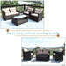 Garden Patio Rattan Armrest Furniture Set Table With Lower Shelf  4 Pcs Set - Home Traders Sources