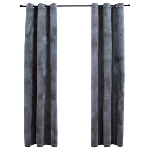 Blackout Curtains with Rings 2 pcs Anthracite 37"x95" Velvet - Home Traders Sources