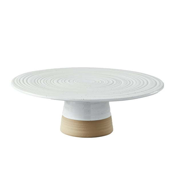 Abbott Exposed Clay Stoneware Pedestal Cake Stand, White Speckled, 3.52lbs