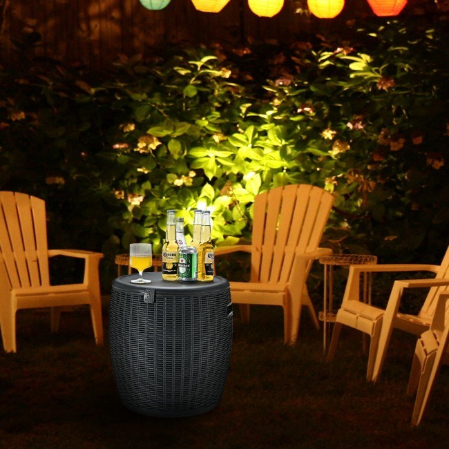 9.5 Gallon 4-in-1 Patio Rattan Cool Bar Cocktail Table Side Table XH - Home Traders Sources