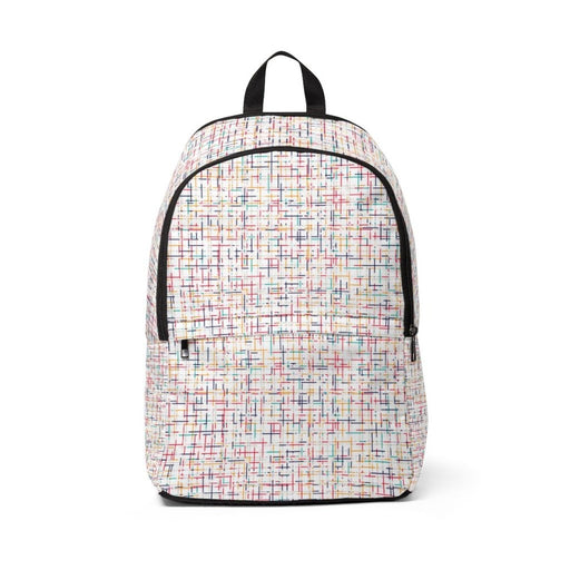 Backpack Bag, Canvas Double Shoulder Strap Colorful Pin Stripe Design - White / Multicolor - Home Traders Sources