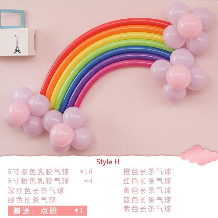 26pcs/set DIY Magic Ball Christmas Birthday Decor Children Birthday Gift Accessories Decoration Rainbow Band Balloon Set - Home Traders Sources