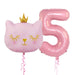 2pcs Cute Pink Number Cat Head Balloons Baby Shower Globos Kids Toy - Home Traders Sources