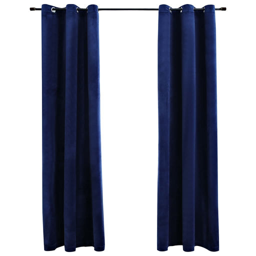 Blackout Curtains with Rings 2 pcs Navy Blue 37"x63" Velvet - Home Traders Sources