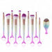 11Pcs Mermaid Makeup Brushes Eyebrow Shadow Face Slender Tool Pink Set - Home Traders Sources