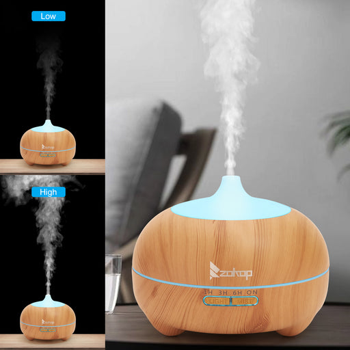 550ml Aroma Diffuser Brown Plastic with White Remote Control Colorful Light RT - Home Traders Sources