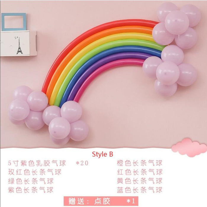 26pcs/set DIY Magic Ball Christmas Birthday Decor Children Birthday Gift Accessories Decoration Rainbow Band Balloon Set - Home Traders Sources