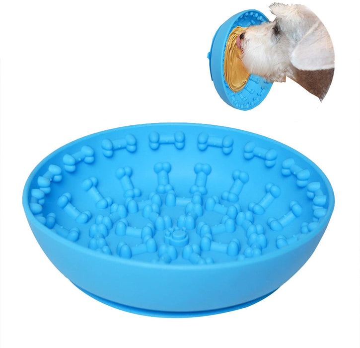 Pet Dog Slow Bowl Feeder Bowls with Suction Cup, Interactive for Boredom Anxiety Reduction - Home Traders Sources