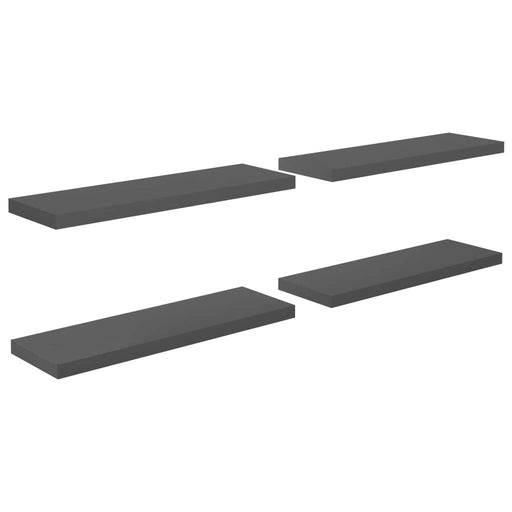 Floating Wall Shelves 4 pcs High Gloss Gray 31.5"x9.3"x1.5" MDF - Home Traders Sources